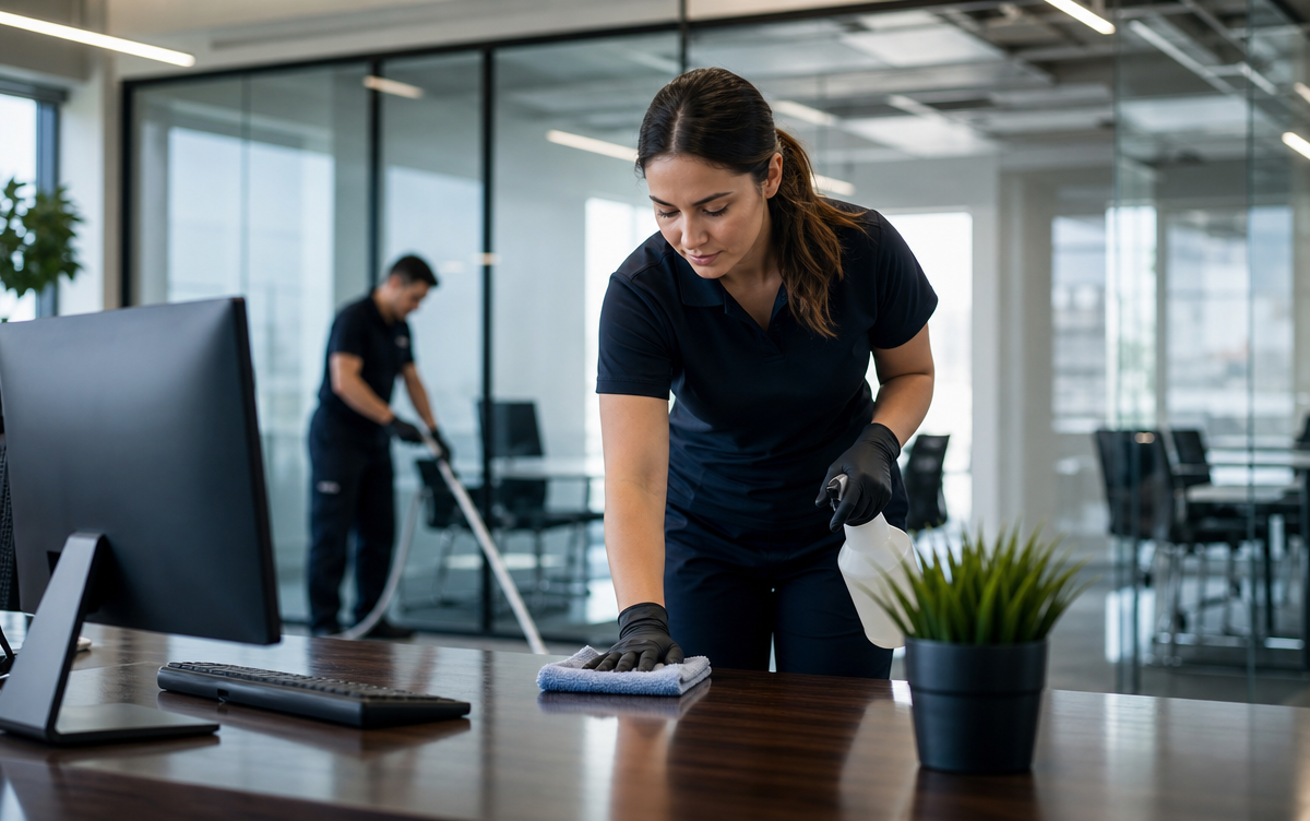 Professional commercial cleaning in a modern office